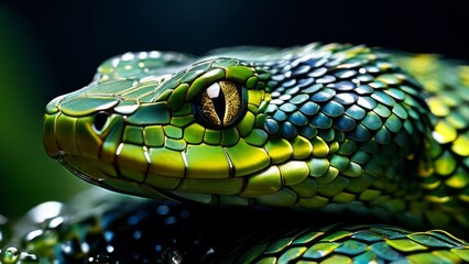 Fototapeta premium Green snake skin texture.