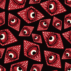 seamless pattern with magical red eyes