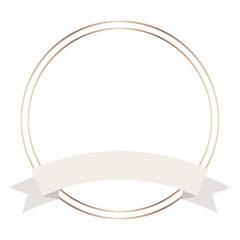 Gold frame with beige ribbon banner transparent png