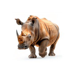 Rhinoceros Standing on White Background. Generative AI
