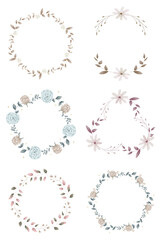 Blank leafy frame design set transparent png