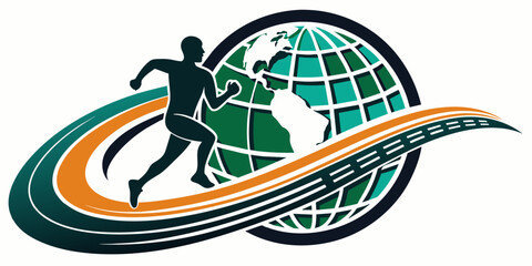 Runners around the globe, unity theme, June 5. Global Running Day concept.