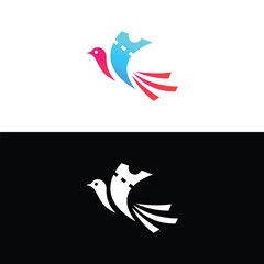 Ticket bird logo design vector. colorful bird logo