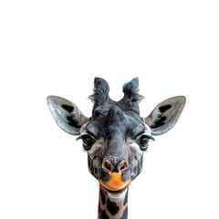 Close-Up of Giraffe Head on White Background. Generative AI
