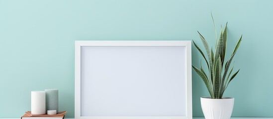 Empty white picture frame on white background