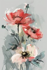 A vibrant digital painting of abstract flowers in expressive brushstrokes.