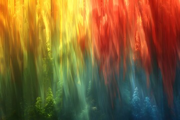 Rainbow Colored Forest With Lots of Trees. Generative AI - obrazy, fototapety, plakaty