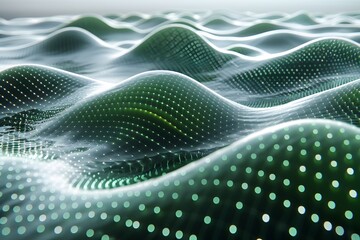 Computer Generated Image of Waves and Dots. Generative AI