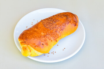 Turkish pastry product , tasty pogaca. Simit, gevrek. Turkish Pastries; peynirli, patatesli, kasarli pogaca, borek, acma, ay coregi at patisserie showcase.