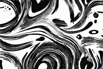 Vector Ink texture. Watercolor stains, abstract background, marble wavy pattern. Stone or rock texture, liquid paint ink. Grunge brush pattern. Texture. White and black vector.