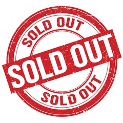 SOLD OUT text written on red round stamp sign