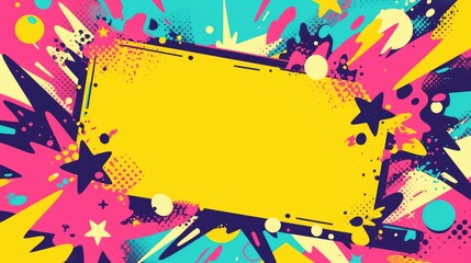 The comic style doodle frame features a vibrant mix of yellow pink and black borders in a raster illustration seamlessly merged for a visually dynamic effect