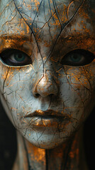 A mask that reveals the true self to any who look upon it, displayed in an enigmatic artists gallery