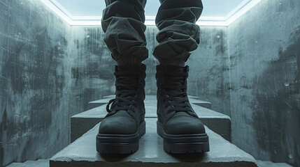 A pair of boots that allow the user to walk on walls and ceilings, challenging the laws of gravity and perspective