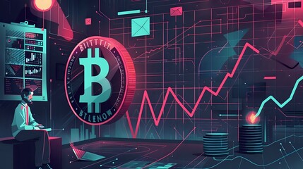 The Allure of Technology: A Retro-Futuristic Illustration of Cryptocurrency Market