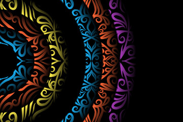 Beautiful colourful batik ethnic dayak ornament line art pattern background