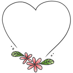 Doodle heart floral frame transparent png