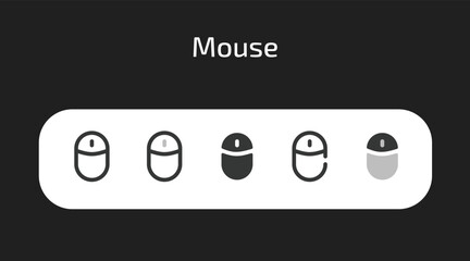 Mouse icons in 5 different styles as vector