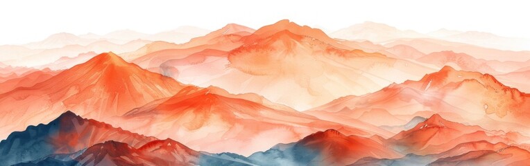 soft pastel color watercolor abstract brush painting art of beautiful mountains mountain peak...