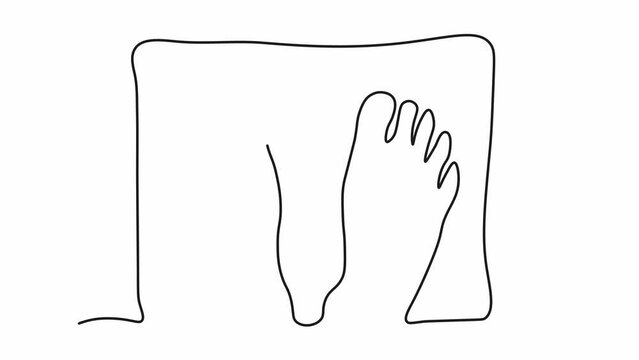Self drawing animation with one continuous line draw, logo,
abstract Feet Stand on Floor Scales, Weighing