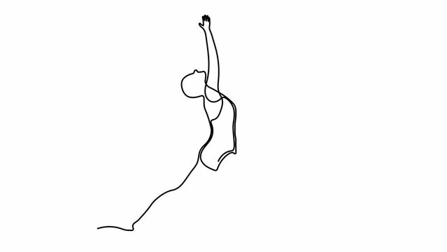 Self drawing animation with one continuous line draw, logo,
abstract Yoga Pose, gymnastics 