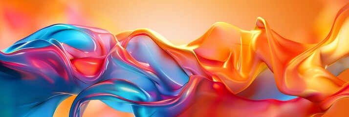 Abstract background. Colorful twisted shapes in motion. Digital art for posters, flyers, banner backgrounds, and design elements. Soft textures on an orange and blue color background. - obrazy, fototapety, plakaty