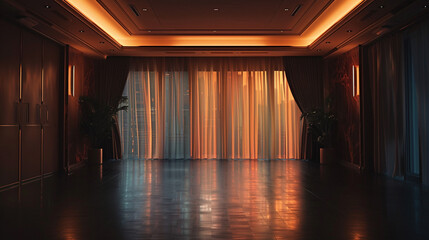 A set of stylish blackout curtains or blinds, ensuring optimal viewing conditions for movie nights.