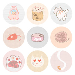Cat story highlights icon set for social media transparent png
