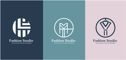 fashion studio logo design set template. fashion girl. Company logo design.
