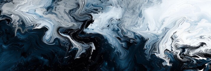 Abstract watercolor paint background by deep blue color black and white with liquid fluid texture painting for backdrop