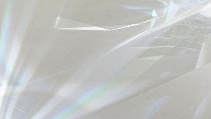 Colorful crystal flares on white surface. Abstract background.
