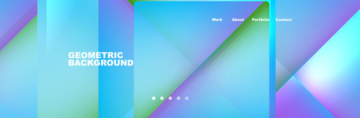 An abstract background featuring vibrant shades of azure, electric blue, magenta, and violet. Geometric shapes like rectangles and aqua accents create a modern and colorful design