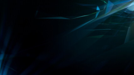 Colorful crystal flares on dark surface. Abstract background.