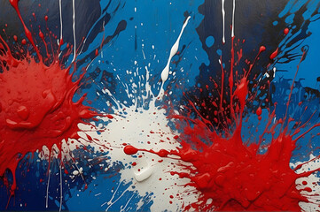 Independence Day Fourth of July Themed Red White and Blue Abstract Paint Splatter Background