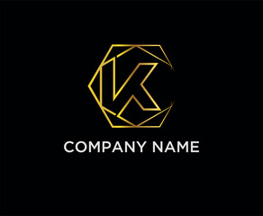Fototapeta premium GOLD COLOR K LETTER LOGO