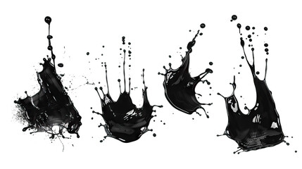 Black ink splash isolated on white background - obrazy, fototapety, plakaty