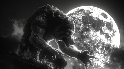 werewolf against the background of the moon