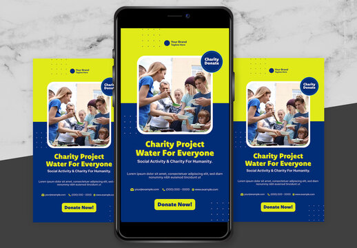 Blue and Yellow Charity Instagram Story