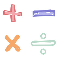 Obraz premium Math operator symbols png doodle font typography hand drawn mixed