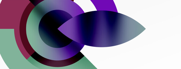 The violet petal leaf in the center of a purple and green circle stands out against a white background. The electric blue font adds a fashionable touch to the art pattern