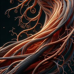 Abstract organic waves in shades of brown and beige, flowing elegantly in dynamic movement