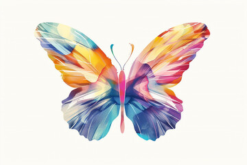 A vibrant butterfly logo, its wings displaying a kaleidoscope of colors against a pristine white...