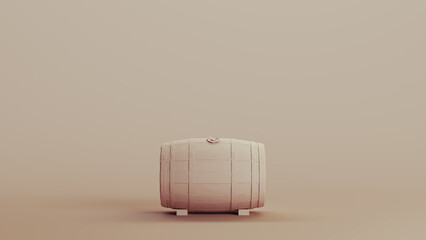 Barrel container liquid storage neutral backgrounds soft tones beige brown clay background 3d illustration render digital rendering