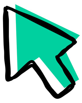 Cursor green png business doodle icon