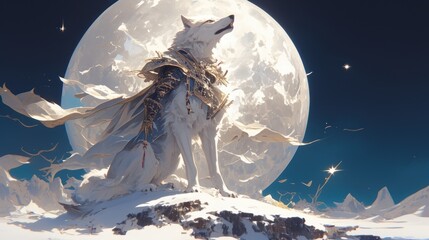 wolf howls at the moon
