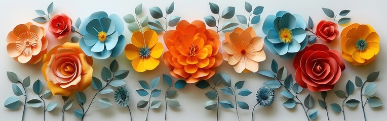 Decorative Design Elements: Isolated D Paper Flowers for Greeting Cards and More