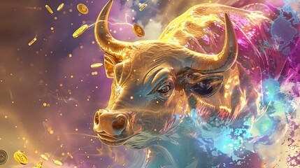 Bull Market Fantasy: An Energetic Digital Artwork of Wealth and Power
