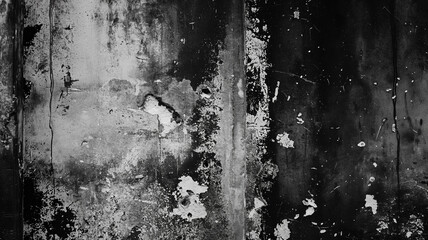 Black and white photo of black grunge background. Dark retro and rough wall background.