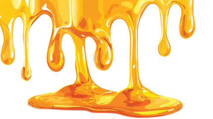 Honey dripping. Melting caramel flowing down to sweet