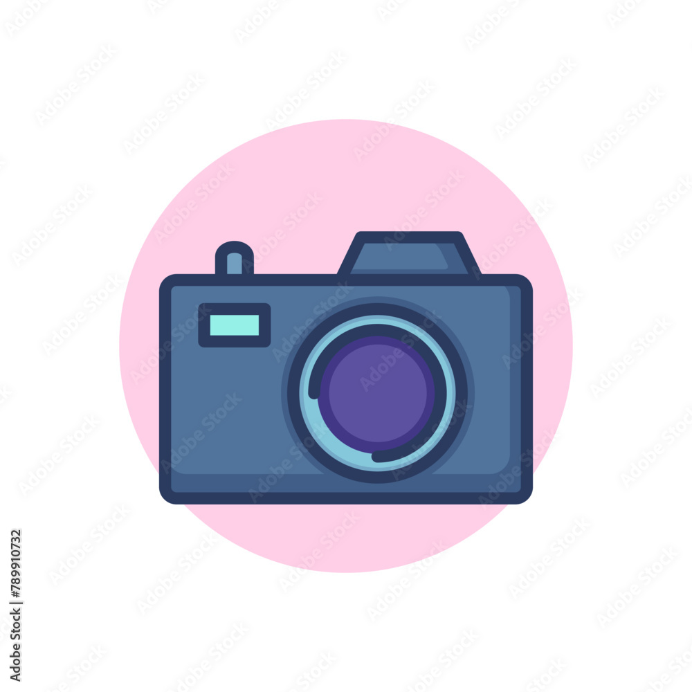 Wall mural digital photo camera line icon. media device, shutter, capture outline sign. photography, technology